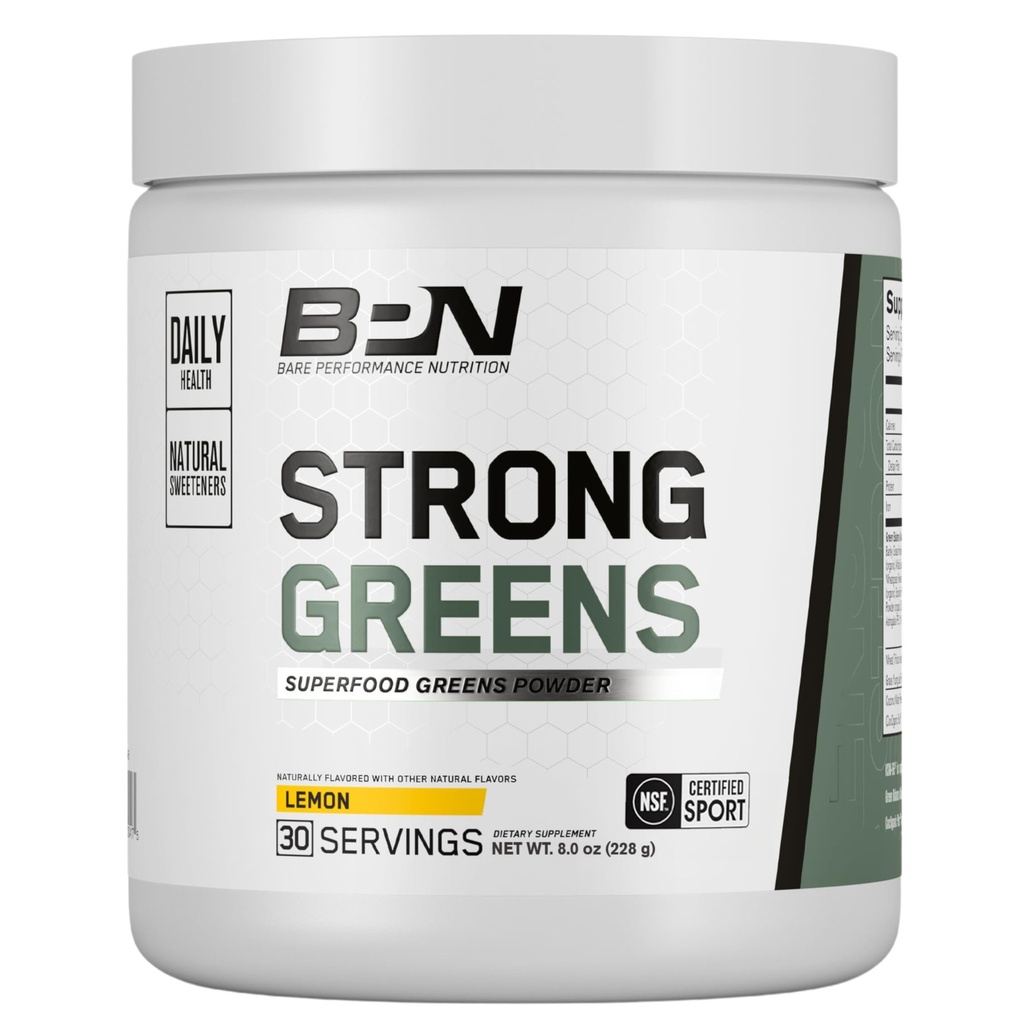 BARE PERFORMANCE NUTRIITION, BPN vert fort poudre de super-aliments, citron, 30 portions