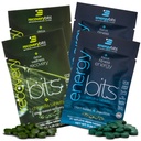 ENERGYbits/RECOVERYbits - Comprimés de Spiruline et Chlorelle organiques - Emballages d'échantillons à portion unique - Superaliments pour algues - Protéines élevées, chlorophylle - Self Care - Vegan, Keto, Sans gluten - 4 sacs, 30/Bag