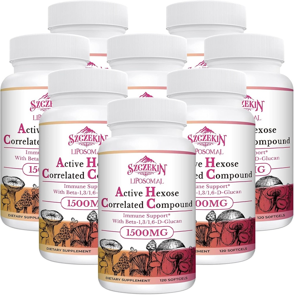 1500mg Liposomal actif Hexose corresponsable Supplément, 960 gels doux Beta-Glucans avec extrait de champignons naturels, système immunitaire, fonction hépatique, maintenir l'activité de la cellule T-Cell & Killer