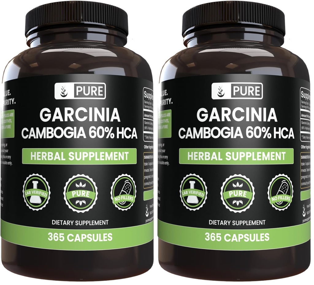 Pure Original Ingredients Garcinia Cambogia, No Magnesium or Rice Fillers, Always Pure, Lab Verified (365 Count) (Pack of 2)