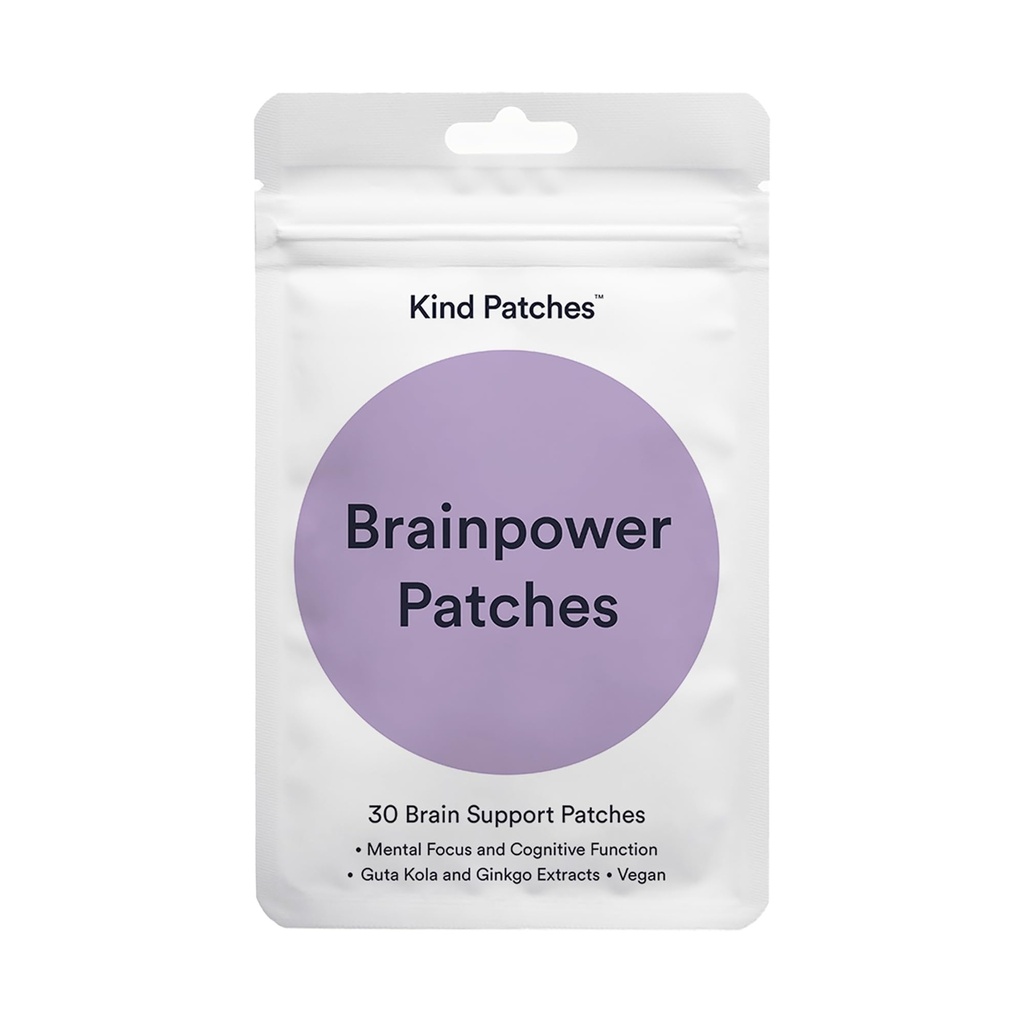 Kind Patches Brainpower Patches with Bacopa, Gotu Kola, Gingko Plant, and Lions Mane Extract - Vegan - 30 Count