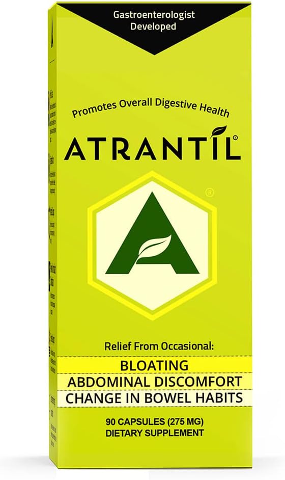 Atrantil 90 Capsules-Antioxydant Polyphénol emballé pour Bloating et Gas Relief, Désagrément Abdominal, Constipation, Diarrhée, Postbiotique, Changement dans les habitudes de Bowel et la santé quotidienne digestive.