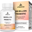 300 milliards d'UFC probiotiques - Probiotiques pour les femmes et les hommes, 12 souches probiotiques plus prébiotiques, pour les immunitaires et digestifs, la santé des intestins, le blottis à gaz, l'étagère stable - 60 capsules