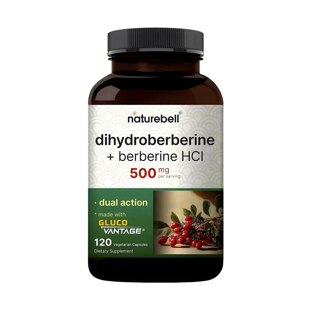 NatureBell Dihydroberberine avec HCl berbère 500mg, 120 Capsules de Véggies.