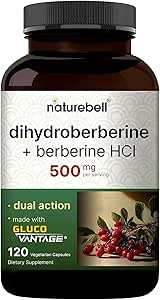 NatureBell Dihydroberberine avec HCl berbère 500mg, 120 Capsules de Véggies.