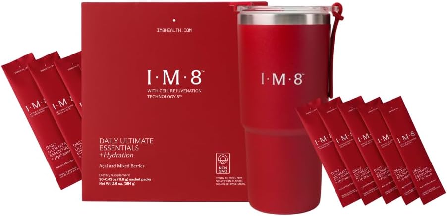 IM8 Beckham Stack Set, longévité NAD Supplément et essentiels Supplément multivitamine tout-en-un poudre, pour anti-vieillissement et bien-être général (30 portions, Beckham Stack - Set de voyage)