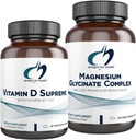 Designs for Designs for Health Magnésium Glycinate Complex (60 Capsules) & Vitamine D Supreme (30 Softgels) - Magnésium à haute absorption avec 5000 UI Vitamine D3 et Vitamine K2 / K1 - Bone, Immune & Mood