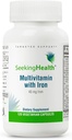 La recherche de la multivitamine de santé avec le fer, 45 mg de fer chélaté, Vitamines B actives plus L-5-MTHF, soutient le système immunitaire sain et la production d'énergie, capsules végétariennes (120 capsules)*