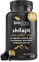Supplément 6-en-1 Shilajit 300mg, complément de soutien à l'humeur et à l'énergie avec 60mg Pure Ashwagandha, Rhodiola Rosea Panax Ginseng pour le soutien immunitaire, la mémoire et le focus, 85+ Trace Minerals, 60 Capsules