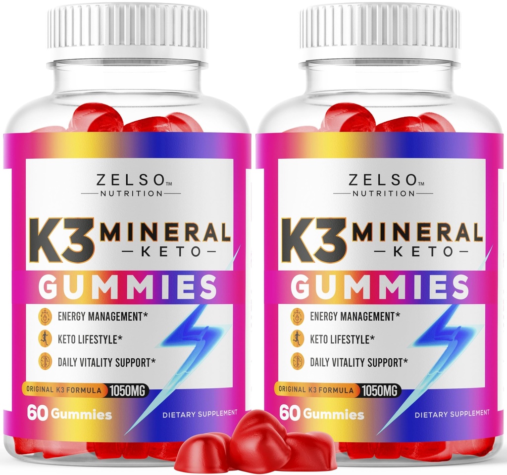 (2 Pack) K3 Mineral Keto Gummies - Keto K3 Mineral Gummies, K3 Mineral Advanced Formula Gummies - K3 Vitamin Supplement, Keto ACV Gummies K3 Mineral Gummy - 120 Gummies for 2 Months
