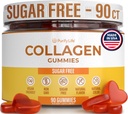 Gommies sans sucre de collagène marin (90 collagènes) Potent 500mg Gummy collagène pour la croissance des cheveux, peau et ongles plus sains, réducteur de pore et élasticité Hydrolysé, sans gluten, boosté w Shuddha Gugulu