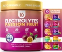 Poudre d'électrolytes de Keppi – Saveur de fruit de passion – Pas de supplément d'hydratation de sucre avec du potassium, du magnésium, du sodium – 50 portions – Keto, végétalien, ami à jeun, boisson électrolytique Zéro calories