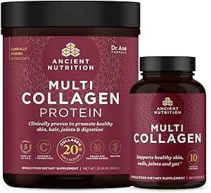 Alimentation ancienne Capules multicollagènes, 90 Nombre + Poudre de protéines multicollagènes, Sans saveur, 60 portions