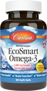 Carlson - EcoSmart Omega-3, source durable, favorise le cœur, le cerveau, la vision et la santé articulaire, citron, 90 gels mous