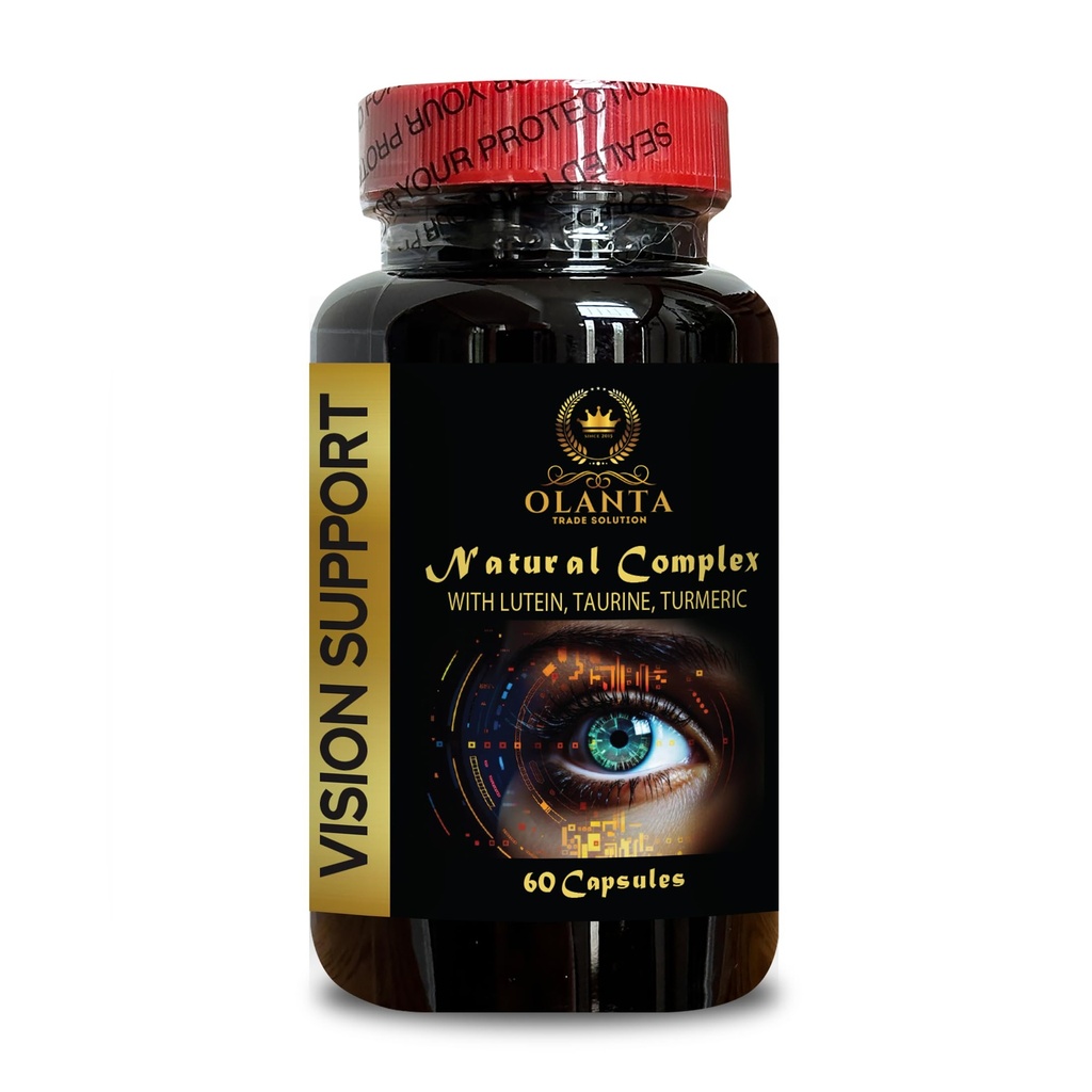 Vision Support - Vision Formula with Lutein, Bilberry Capsules, Taurine Supplement Powder, Turmeric herb, Eye Health Support - 1 Bottle