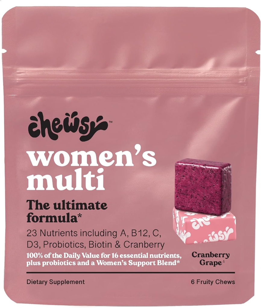 Chewsy - Multivitamines pour femmes Chews - Immune et soutien énergétique, vitamines C, B12, A, D, E, acide folique, probiotiques, biotine - 6 jours d'approvisionnement