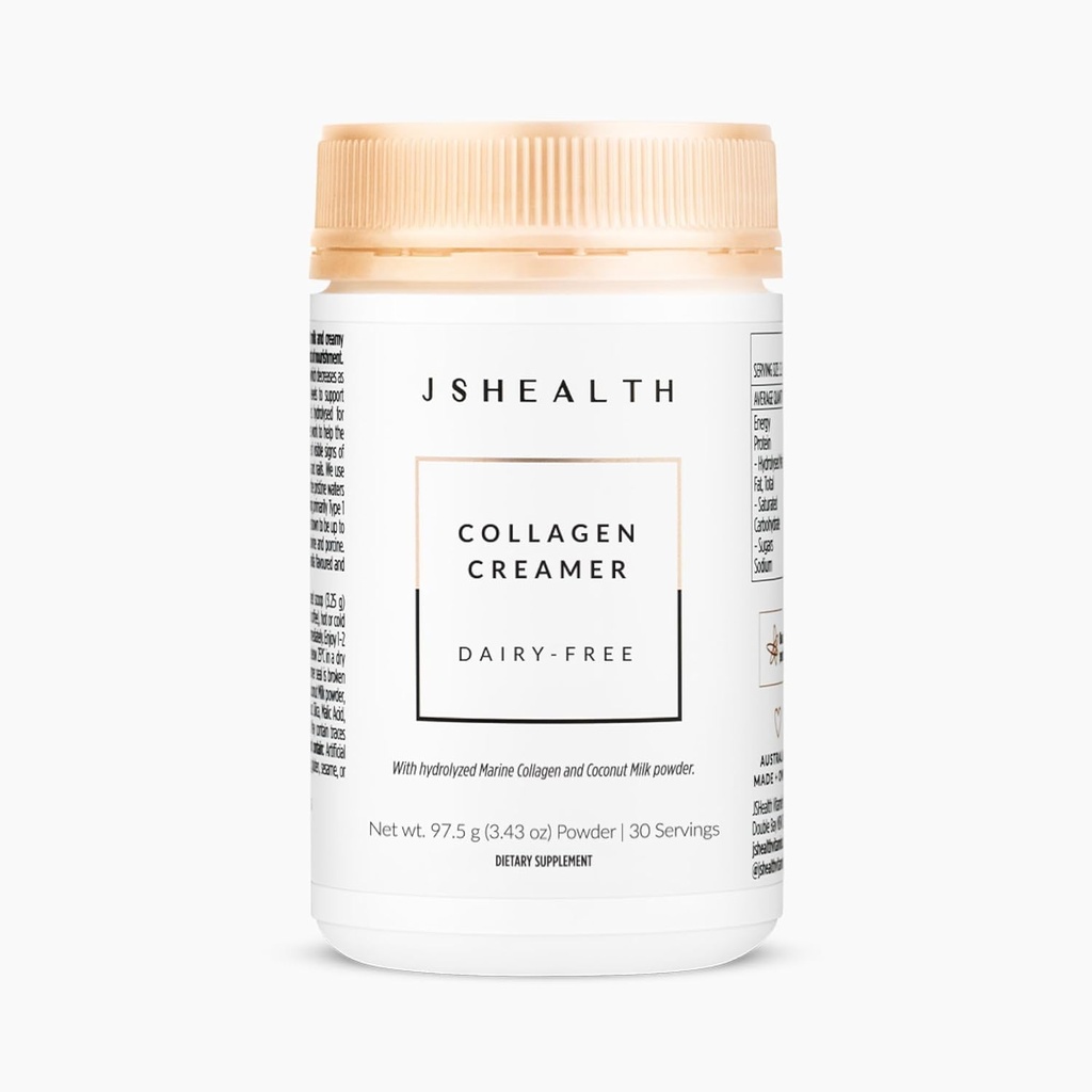 JSHealth Collagen Creamer - Vanilla Collagen Creamer pour le café - sans lait crème de café sain, 30 portions de peptides de collagène marin