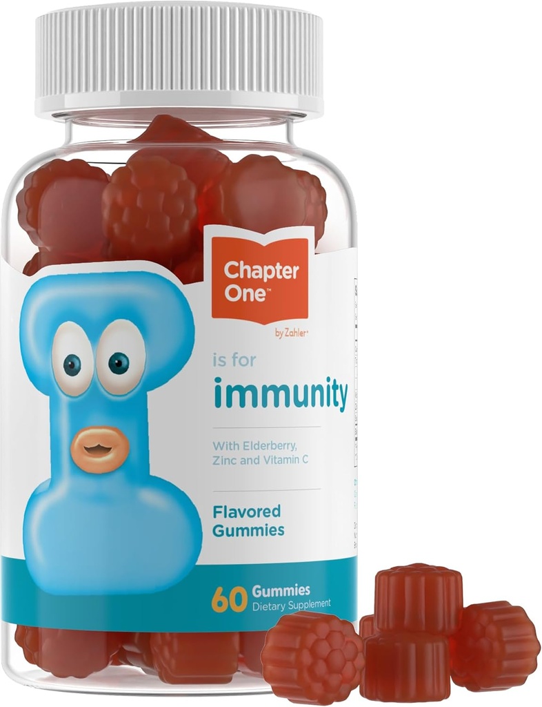 Zahler - Chapter One Immune Support Gommies pour les enfants avec des vitamines C, Zinc et Black Elderberry (60 Gommies aromatisées) Immunity Casher Vitamine C et Gommies pour les enfants et les adultes - Fabriqué aux États-Unis