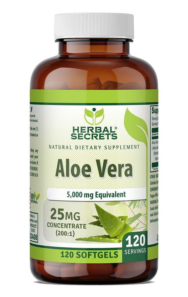 Secrets à base de plantes Aloe Vera 25 Mg Concentré 200:1.