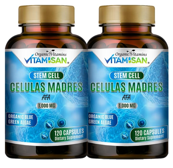 2 Celulas Madres AFA Stem Natural Cell 120 Capsules 1000 mg Blue Green Algae Non OGM Sans gluten Aphanizomenon Flos-aquae Bio celula Madre Supplément