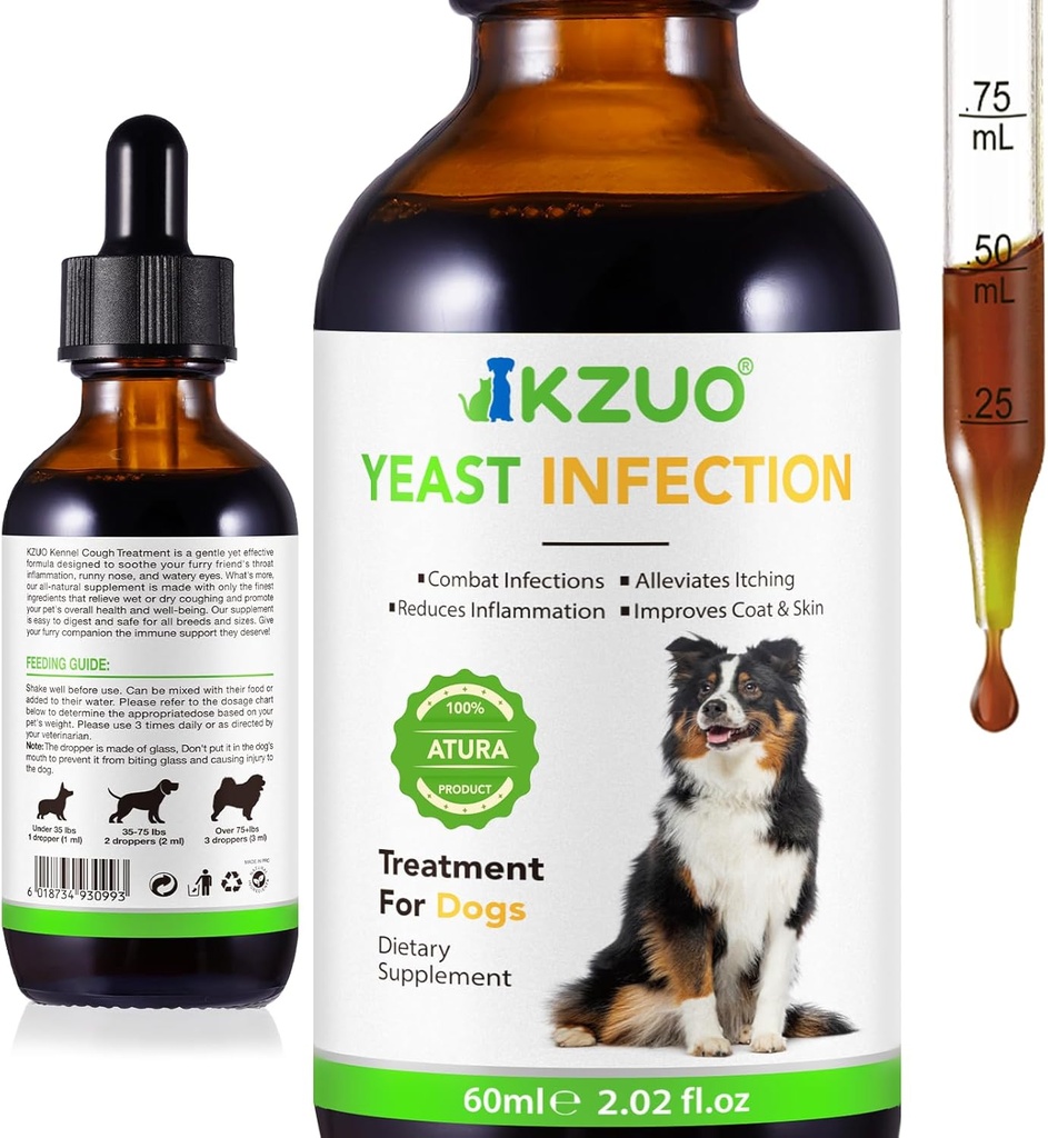 Traitement de l'infection des levures naturelles pour chiens - Traitement efficace de l'infection des oreilles des chiens et soulagement de l'allergie, réduit l'inflammation, allège les démangeaisons, combat les infections, améliore le manteau et la peau