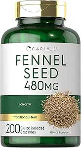 Graines de fenouil de Carlyle 480 mg , 200 Capsules , Supplément à base de plantes , Non-OGM