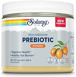 SOLARAY Mycrobiome Poudre prébiotique, Prébiotiques pour les femmes et les hommes, Suppléments nutritionnels digestifs pour la santé des côlons et des cobayes, Facile à mélanger, Formule non glissante, Citrus Flavor, 20 portions, 5,64 OZ