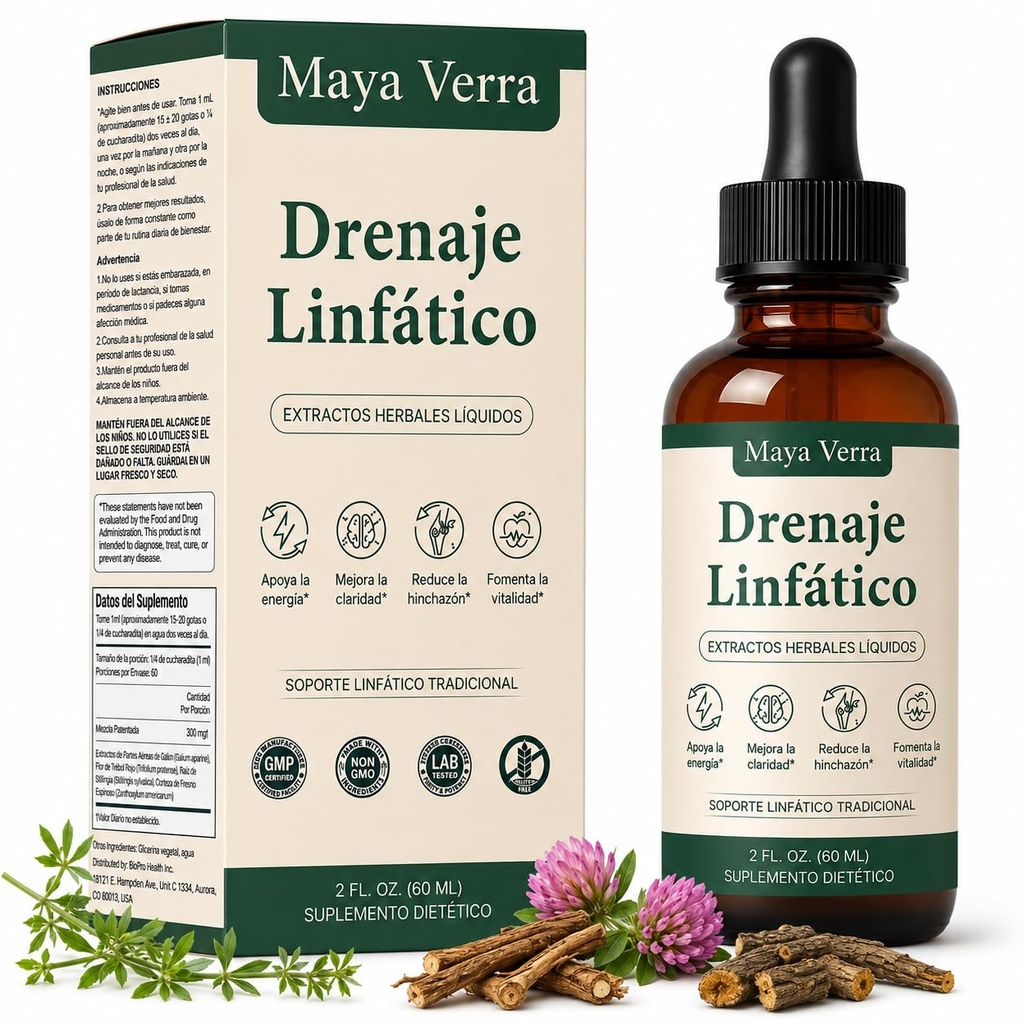 Mayaverra Drenaje Linfático Gotas, Drenaje LinfáTico Maya Verra, Lymphatic Drainage Drops for Detox & Cleanse, Immune Support, Reduce Bloating (1)