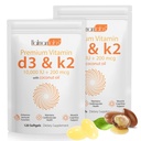2 sacs de vitamine D3 K2 supplément Softgel, vitamine D3 K2 Softgel avec 10000 UI soutient la santé immunitaire, cardiaque, des dents et des os, sans OGM, gluten, soja