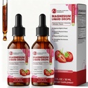 Magnesium Glycinate Supplement, Magnesium Liquid Drops, 1 Fl Oz (Pack of 2) | Magnesium Supplement with Chamomile, Hawthorn, Ginger Extract & Vitamin B6, B9, B12, C, D3, Strawberry Flavor