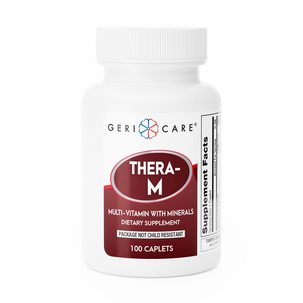 GeriCare Thera M Caplets multivitamines, mélange de vitamines et minéraux pour assurer un soutien nutritionnel maximal Supplément de protection antioxydant, 100 Compte (paquet de 1)