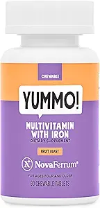 NovaFerrum Yummo | Kids Chewable Multivitamin with Iron | 18mg of Iron | Sugar Free | 90 Servings |Fruit Flavor |Immune Support