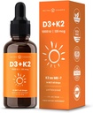 NutraChamps Vitamine D3 K2 gouttes, Vitamine liquide D3 5000 UI et K2 D3 avec MK7, Vitamine D gouttes pour les enfants, les os, le coeur et la santé immunitaire, Vitamine liquide D dans l'huile MCT pour une meilleure absorption