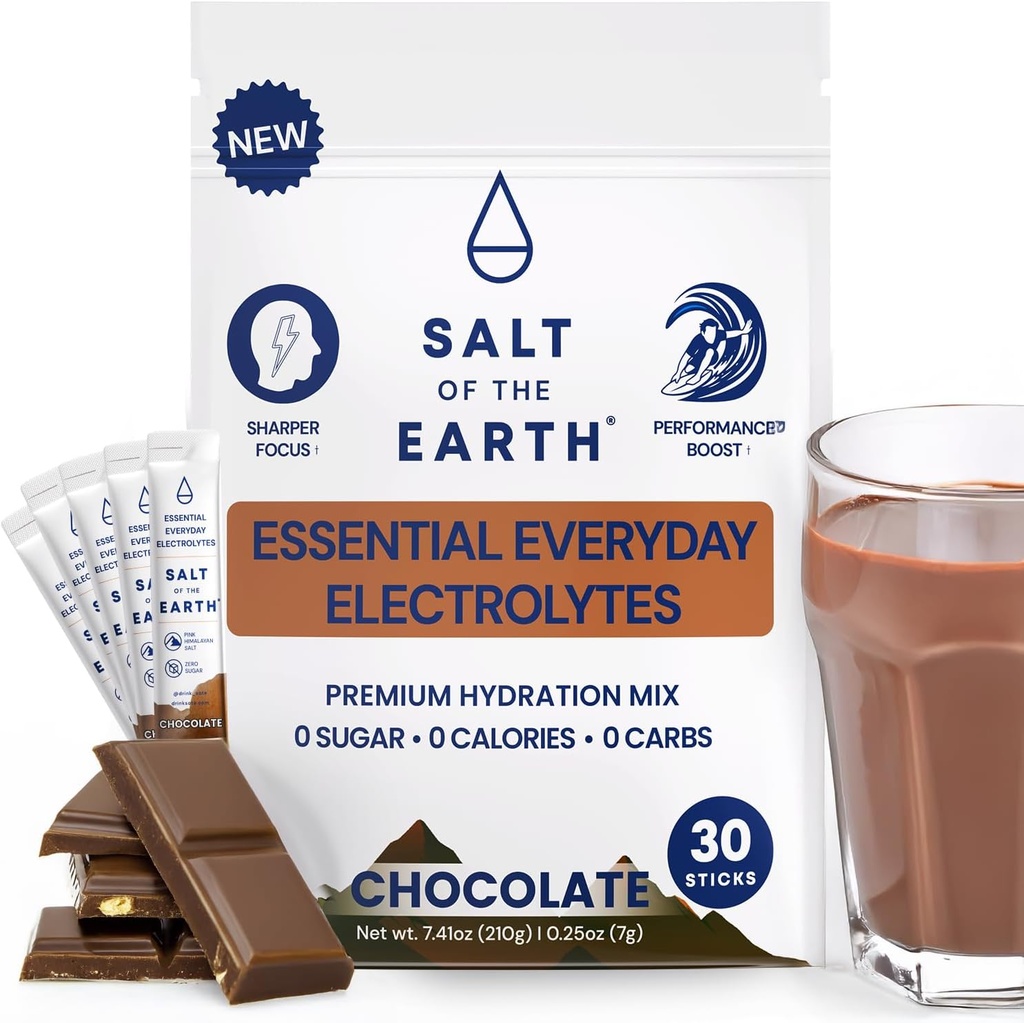 Sel de la Terre Premium Zero-Sugar Electrolyte - Fait avec le sel rose de l'Himalaya - Paquets de poudre d'hydratation