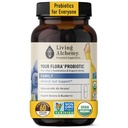Votre famille de probiotiques Flora – Probiotiques non OGM avec du soja fermenté, de la banane et des bleuets pour la digestion et le soutien de la gorgée – Prébiotiques, postbiotiques, enzymes digestives – Alchimie vivante, 60 capsules