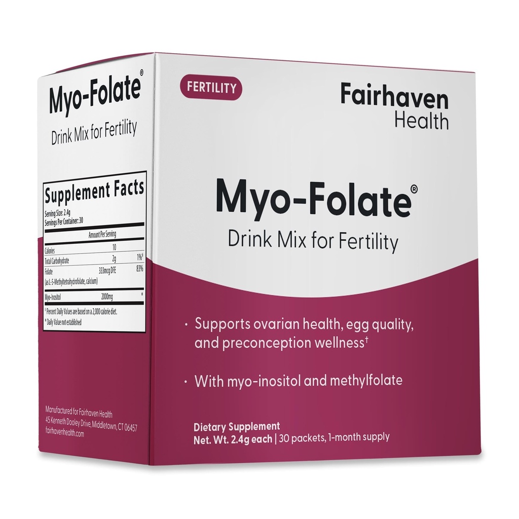 Folate de santé Fairhaven et poudre d'inositol pour femmes - 1 par jour, supplément de fertilité féminine, santé ovarienne et qualité des oeufs - 2000 mg de Myo-Inositol et 333 mcg de méthylfolate – 30 Stick Packs