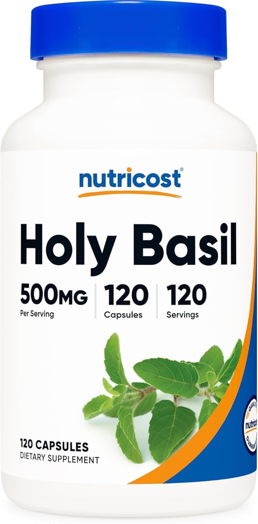 Nutricost Holy Basil Capsules 500mg, 120 Capsules végétariennes - Sans gluten, sans OGM
