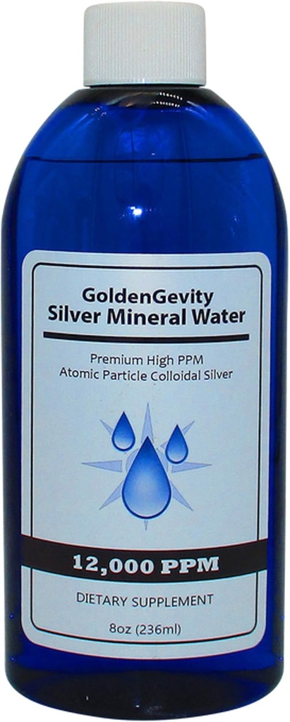 12,000 PPM Bioactive Atomic Colloidal Silver, 8 oz | Non-Toxic, Non-GMO Trace Mineral Immune Support Supplement