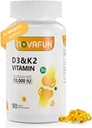 D3-K2-Vitamine-10000 UI.K2-D3-Vitamine-Supplément à l'huile de coco pour les os, la santé des dents, le soutien de la santé musculaire et cardiaque, 90 Softgels