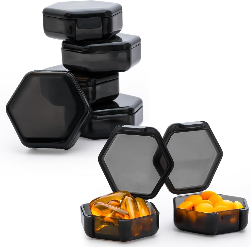 Petite boîte à pilules, 7 paquets Cas de pilules de voyage, Portable BPA libre mini Organisateur pour la chasse de poche, contenant quotidien de vitamine de médecine, huile de poisson et stockage de suppléments