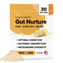 Complement Gut Nurture Prebiotic + Postbiotic Superfood Powder for Leaky Gut Repair, Probiotics for Digestive Health - Ginger Root - 30 Servings