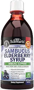 Elderberry Syrup for Kids and Adults - Natural Immune Support with Zinc and Vitamin C Plus 10x Concentrated Sambucus Elderberries - Blueberry Pancake Flavor - Gluten-Free, Non-GMO Multiminerals - 8oz