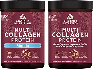 Nutrition ancienne Poudre de protéines multicollagène non aromatisée 45 portions + Poudre de protéines multicollagène Vanille 45 portions