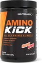 NutraBio Amino Kick – BCAA poudre avec caféine naturelle – Supplément acides aminés pour l'énergie, l'hydratation et la récupération – BCAA, électrolytes et acides aminés – mangue orange, 30 portions