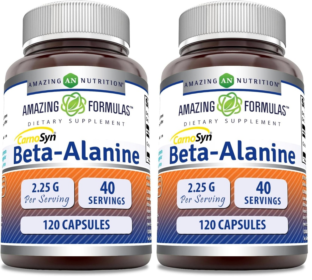 Amazing Formulas Beta Alanine Supplement | 2250 Mg Per Serving | 120 Capsules | Non-GMO | Gluten-Free | Made in USA (Pack of 2)