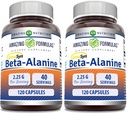 Amazing Formulas Beta Alanine Supplement | 2250 Mg Per Serving | 120 Capsules | Non-GMO | Gluten-Free | Made in USA (Pack of 2)