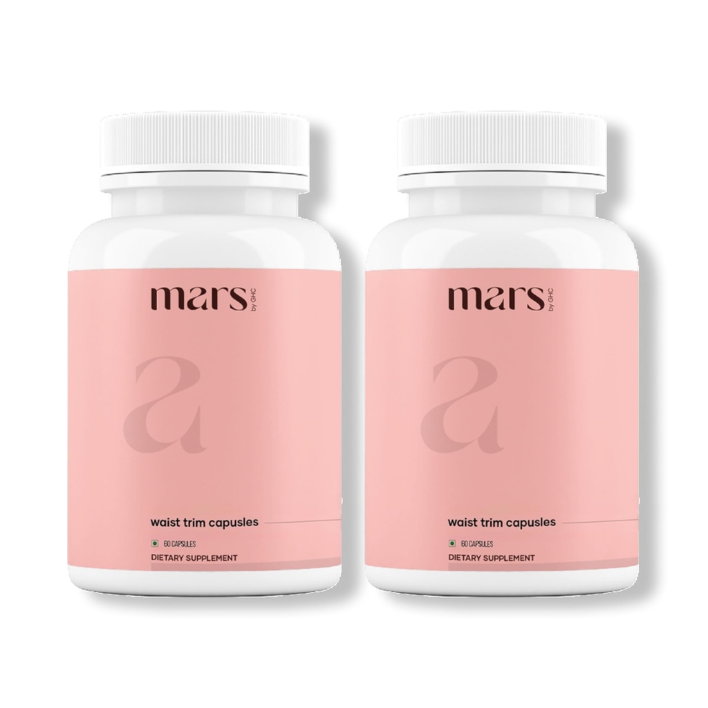 mars by GHC Waist Trim Capsules with Magnesium Citrate, Triphala & Bentonite Clay, Digestive Wellness, Bloating & Fibre Support Formula, Herbal Supplement Capsules, Pack of 2