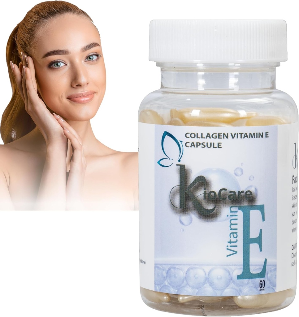 KIOCARE-Vitamine E Oil pour soins de la peau faciale,Vitamine E Oil-Vitamine E Capsules-Facial produits de soins de la peau-Face Serum-Face Care-Vitamine E para la Cara-Anti Vieillissement-Aloe Vera-Face Oil et Sérum pour femmes