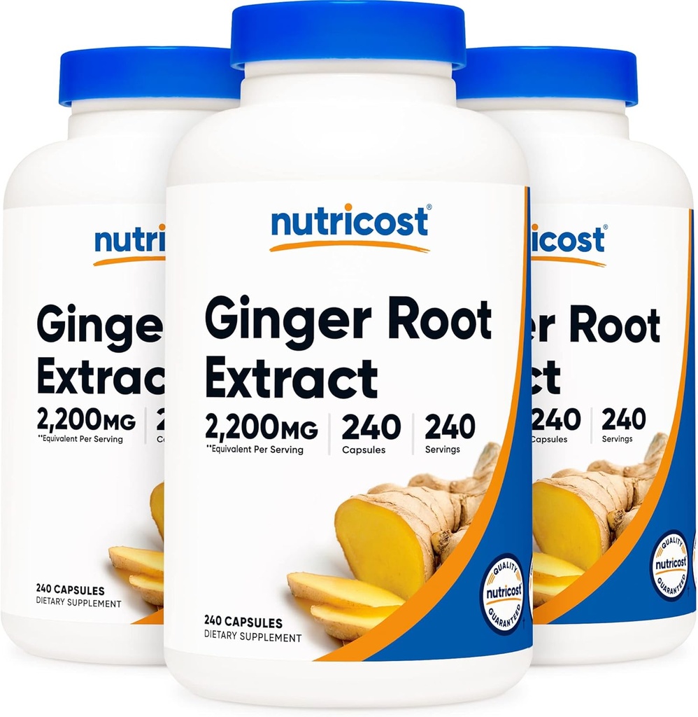 Nutricost Ginger Root Extract 550mg, 240 Capsules (3 bouteilles)