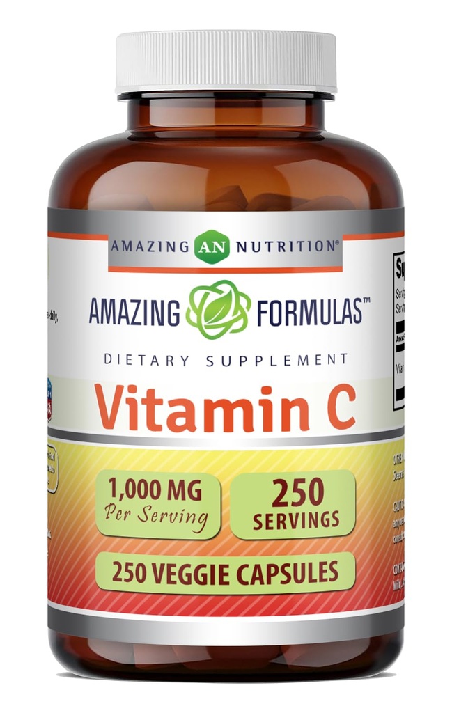 Amazing Formulas Vitamin C Supplement | 1000 Mg | Veggie Capsules | Non-GMO | Gluten-Free | Made in USA (1 Pack, 250 Count)